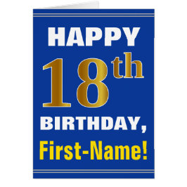 Cartão Corajoso, azul, aniversário do ouro do falso 18o