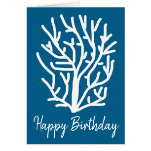 Cartão Coral branco sobre a vida aquática azul