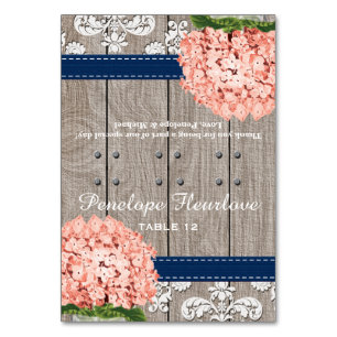 Cartão coral do lugar de barraca do Hydrangea DIY