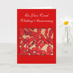 Cartão Coral Personalizou 35º aniversário de casamento