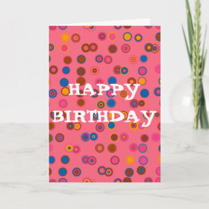 Cartão Coral Pink Bubblegum geométrico Feliz Aniversári