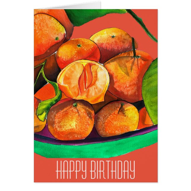 Cartão Corante laranja-tangerina fruta (Frente)