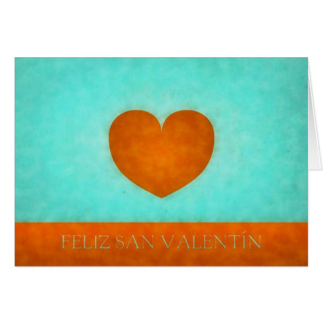 Cartão Corazón naranja acuarela Feliz San Valentín (Frente Horizontal)