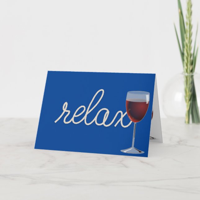 Cartão Corda de aniversário com texto "relax" e taça de v (Frente)