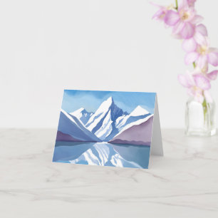 Cartão Cordilheira   Paisagem de Aquarela Azul