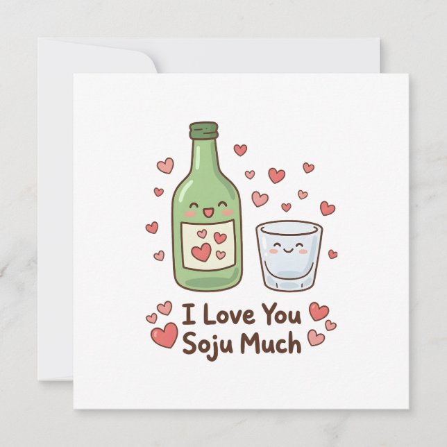 Cartão Coreano Eu Amo Você Soju Muito Fofo  (Frente)