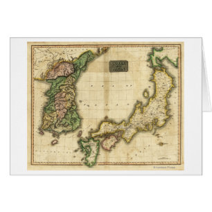 Cartão Coreia e JapãoMapa Panorâmico Coreia e Japão