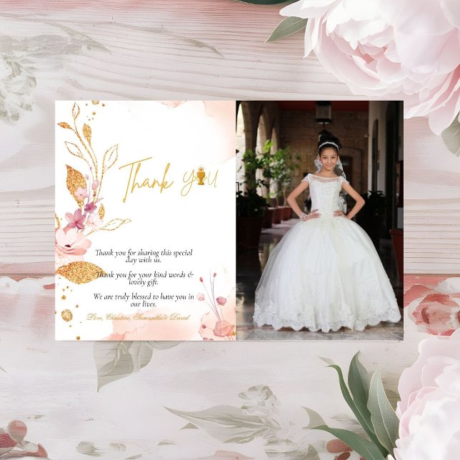 Cartão Cores d'água simples primeiro obrigado de comunhão (Criador carregado)