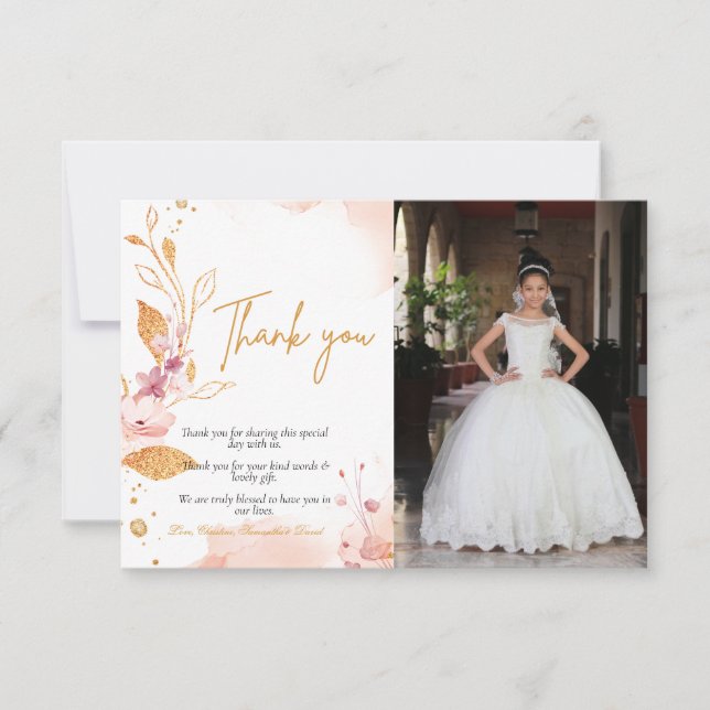 Cartão Cores d'água simples primeiro obrigado de comunhão (Frente)