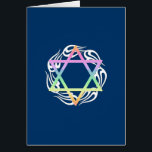 Cartão Cores de estrela judaicas<br><div class="desc">Estrela judaica em cores pastel no tatuagem da chama perfeito para o hoshanah hebreu dos feriados, do passover, do hanukkah ou do rosh.</div>