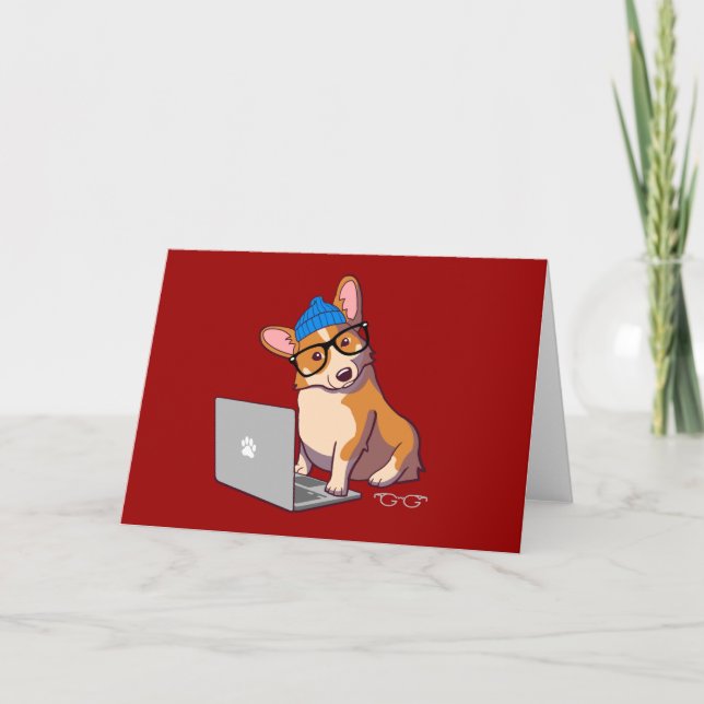Cartão Corgi 2 do hipster (Frente)