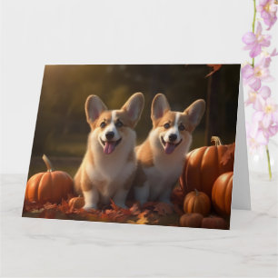 Cartão Corgi Cachorrinho Delícia de Outono Abóbora