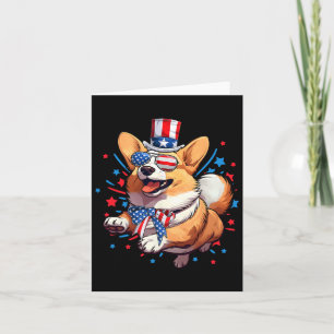 Cartão Corgi Cachorro 4 De Julho Americano Bandeira Usa P