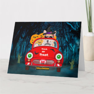 Cartão Corgi Cachorro Dirigindo Carro Assustador Hallowee