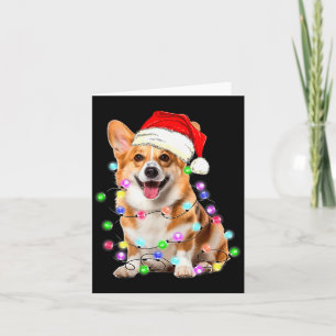 Cartão Corgi Cachorro Luzes De Natal Pijama Engraçado 