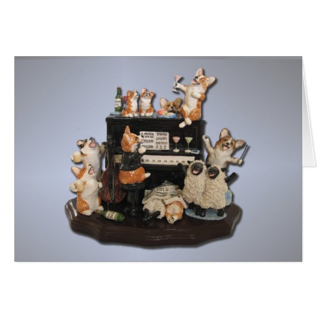 Cartão "Corgi & carneiros da hora Yappy" no concerto! (Frente Horizontal)