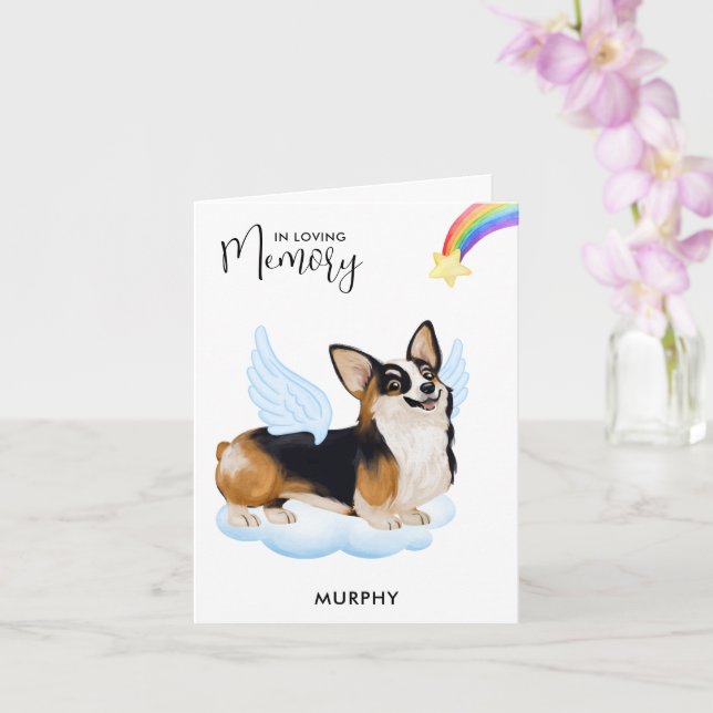 Cartão Corgi Dog Angel Memorial Pet Loss Simpatia (Orquídea)