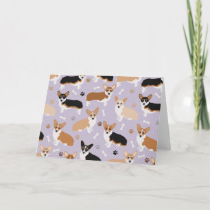 Cartão Corgi Dog Paws and Bones Card
