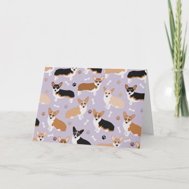 Cartão Corgi Dog Paws and Bones Card (Frente)