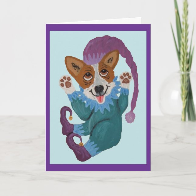Cartão Corgi elfo (Frente)