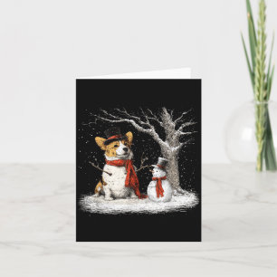 Cartão Corgi Engraçado no Natal de Inverno da Árvore na N