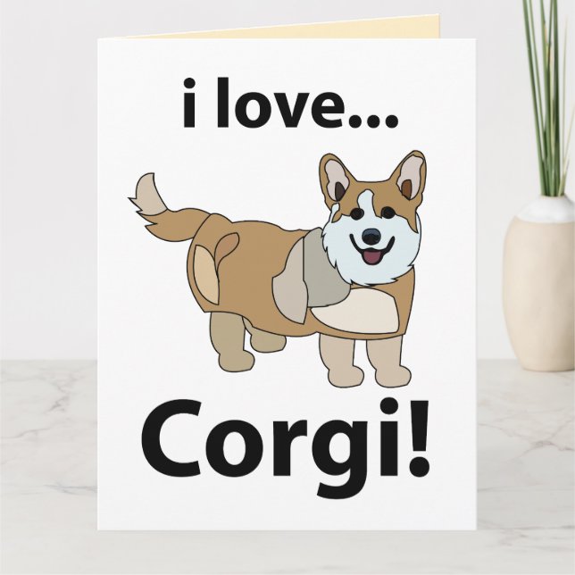 Cartão Corgi Eu Amo Corgi  (Frente)