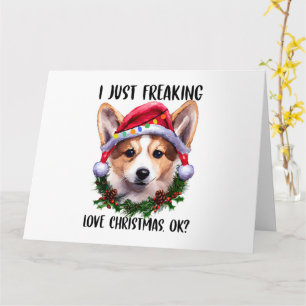 Cartão Corgi Eu Amo Natal Ok Xmas