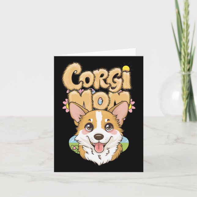 Cartão Corgi Mãe Primavera Floral Design - Páscoa Corgi L (Frente)