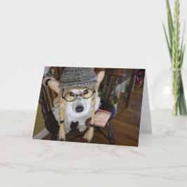 Cartão Corgi- Menina com Bilhete para o Papai Noel