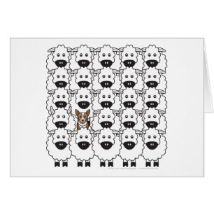 Cartão Corgi nos carneiros