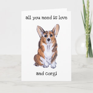 Cartão Corgi sumie aquarela