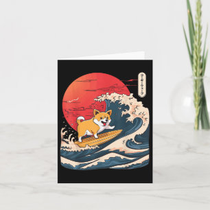 Cartão Corgi Surfing Japonês