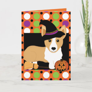 Cartão Corgi Witch Halloween Card