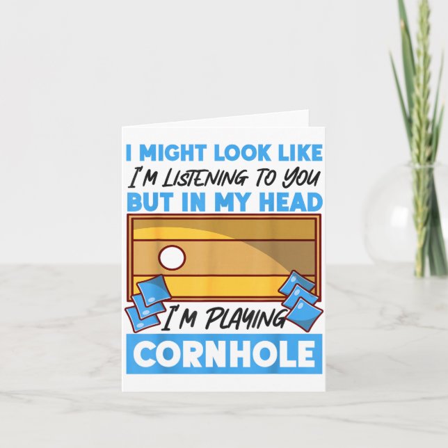 Cartão Cornhole Team Bean Bag Player Champ I Might Look L (Frente)