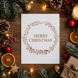 Cartão Coroa Botânica Elegante Feliz Natal Férias