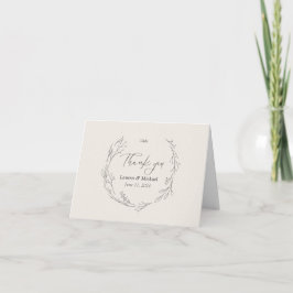 Cartão Coroa Botânica Elegante Personalizada Agradeciment