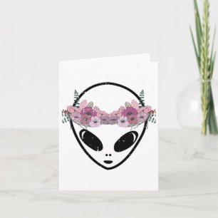 Cartão Coroa de Flores Área-51 Cabeça de Alien Fácil Pres