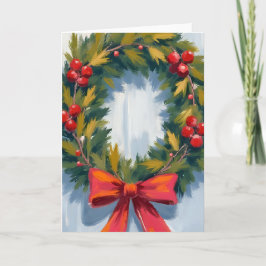 Cartão Coroa de Natal Arco Vermelho Feriado