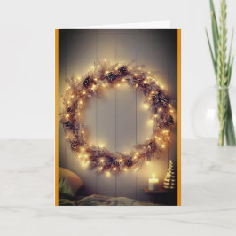 Cartão Coroa de Natal country iluminada