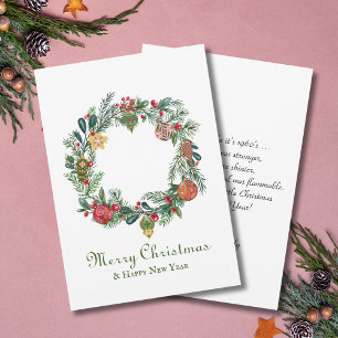 Cartão Coroa de Natal & Enfeites Retro Vintage Engraçado 
