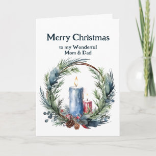 Cartão Coroa de Natal Mãe & Pai