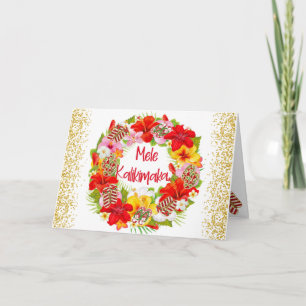 Cartão Coroa de Natal Mele Kalikimaka Havaiana 