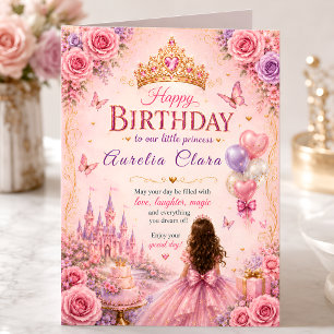 Cartão Coroa de Princesa Elegante Aniversário