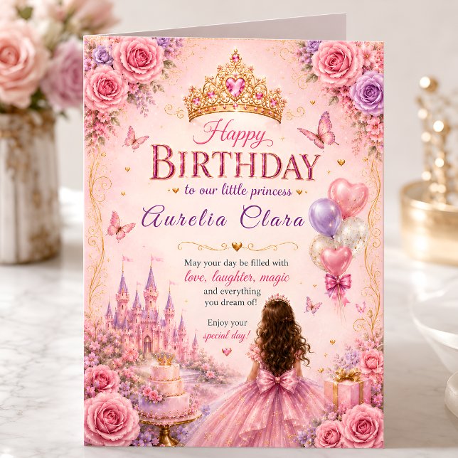 Cartão Coroa de Princesa Elegante Aniversário (Criador carregado)