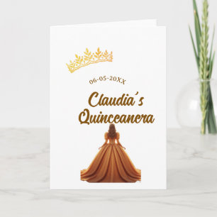 Cartão coroa de princesa laranja quinceanera aniversário