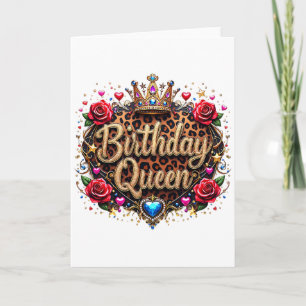 Cartão Coroa de Rainha de Aniversário Glam