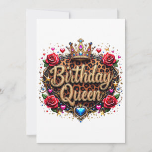 Cartão Coroa de Rainha de Aniversário Glam