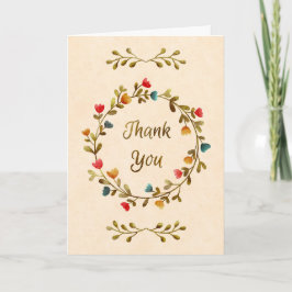 Cartão Coroa Floral de Aquarela Obrigado
