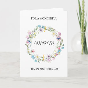 Cartão Coroa Floral do Dia das Mães Personalizada para Ma