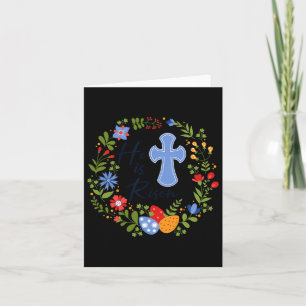 Cartão Coroa Floral Ele Ressuscitou Jesus Cristão Feliz E